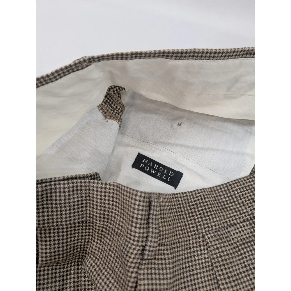 Harold Powell‎ 36x30 100% Wool  Trousers Pleated Cuffed Micro Houndstooth Exc!!!